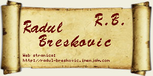 Radul Brešković vizit kartica